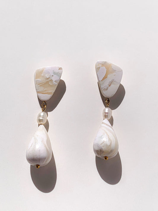 The Maria Earrings in marble