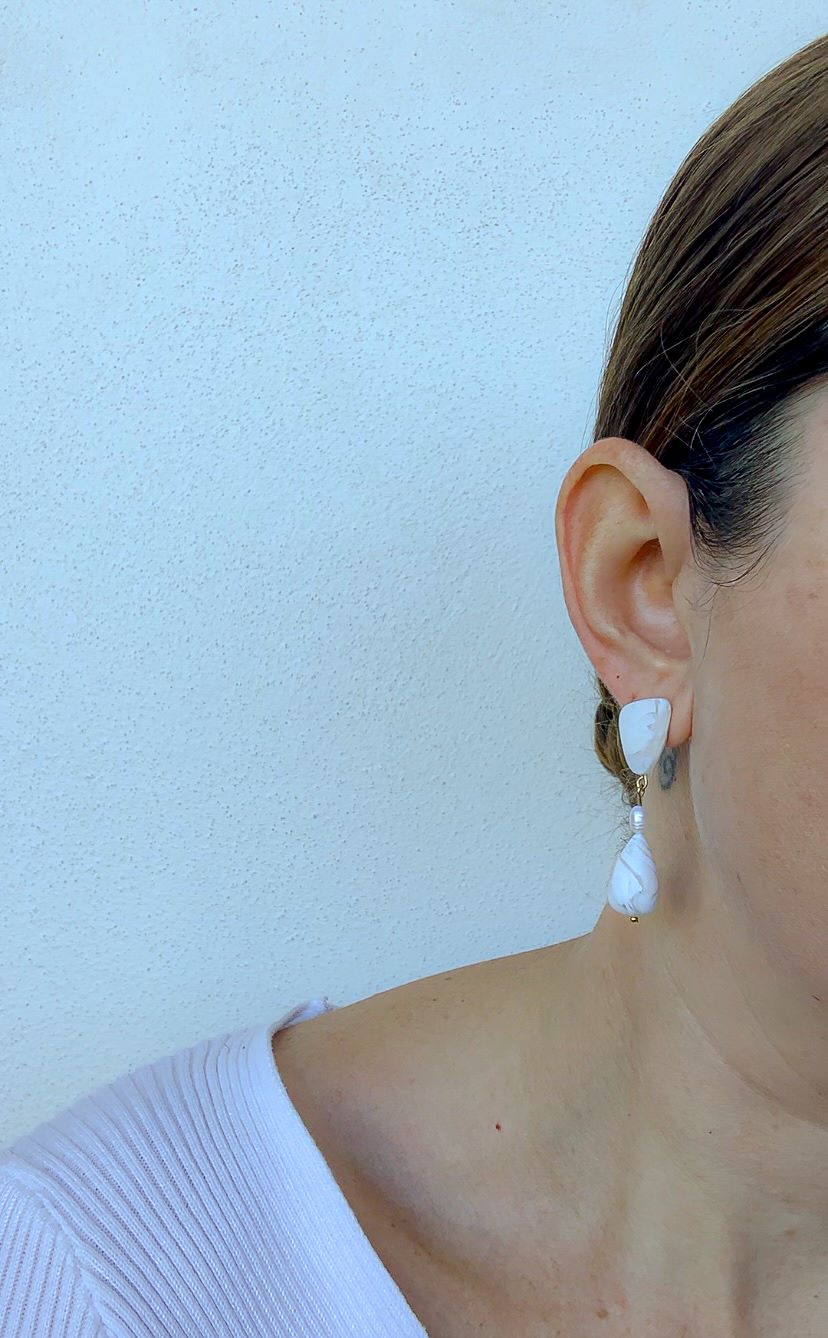 The Maria Earrings in marble