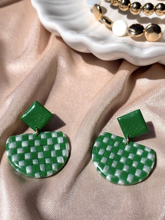 Ashleigh Drop Earrings in Olive and Pearl